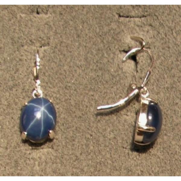 LINDE LINDY 16X12MM 17+  CTW CF BLUE STAR SAPPHIRE CREATED SS LEVERBACK EARRINGS #2 image