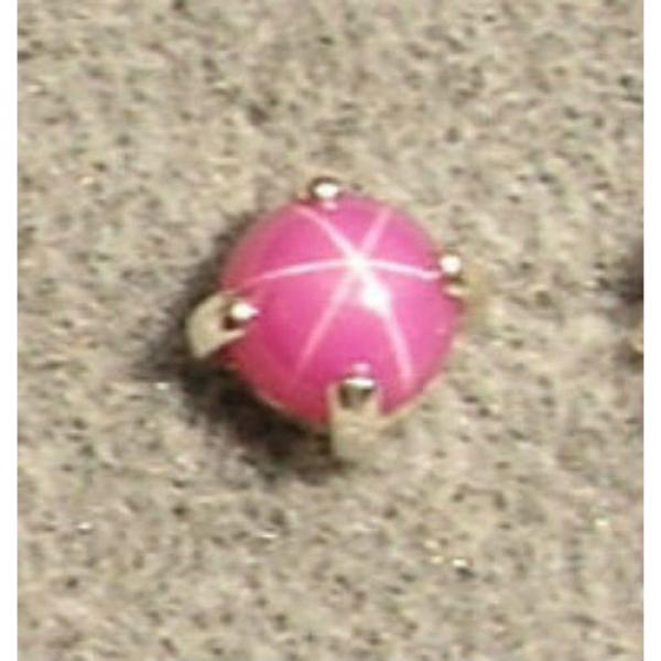 VINTAGE LINDE LINDY PETITE 5MM PINK STAR RUBY CREATED SAPPHIRE STUD EARRING SS #1 image