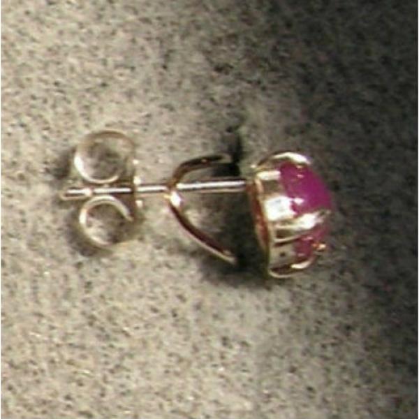 VINTAGE LINDE LINDY PETITE 5MM PINK STAR RUBY CREATED SAPPHIRE STUD EARRING SS #2 image