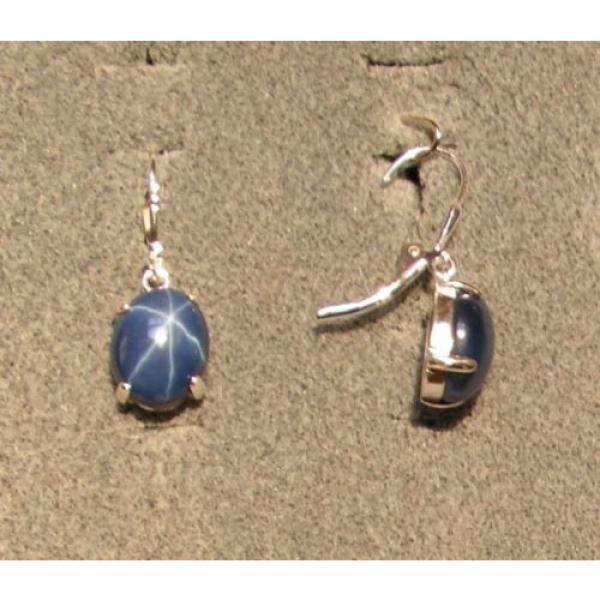LINDE LINDY 12X10MM 9+  CTW CF BLUE STAR SAPPHIRE CREATED SS LEVERBACK EARRINGS #1 image