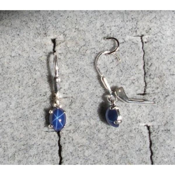 LINDE LINDY CRNFLR BLUE STAR SAPPHIRE CREATED 925 STERLING SL LEVERBACK EARRINGS #1 image