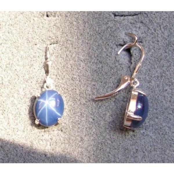 LINDE LINDY 10X8MM 5+ CTW CF BLUE STAR SAPPHIRE CREATED S/S LEVERBACK EARRINGS #2 image