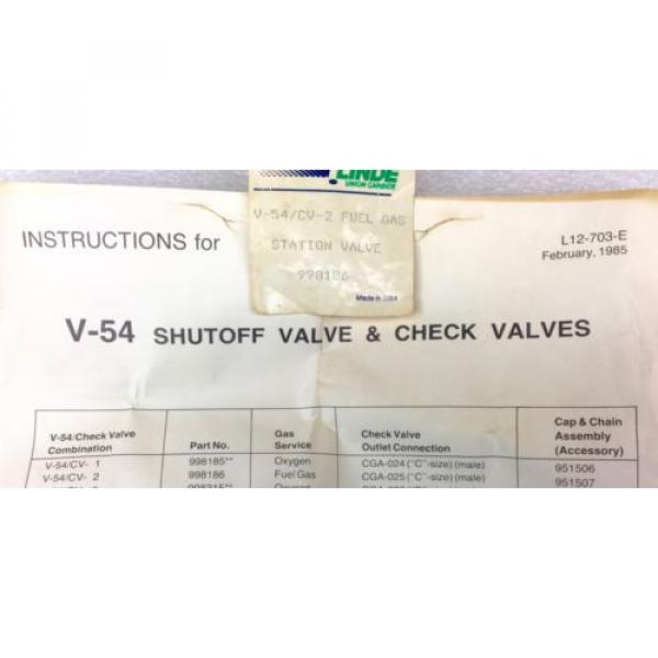 LINDE 998186 V-54/CV-2 FUEL GAS SHUT OFF VALVE NEW IN BOX #3 image