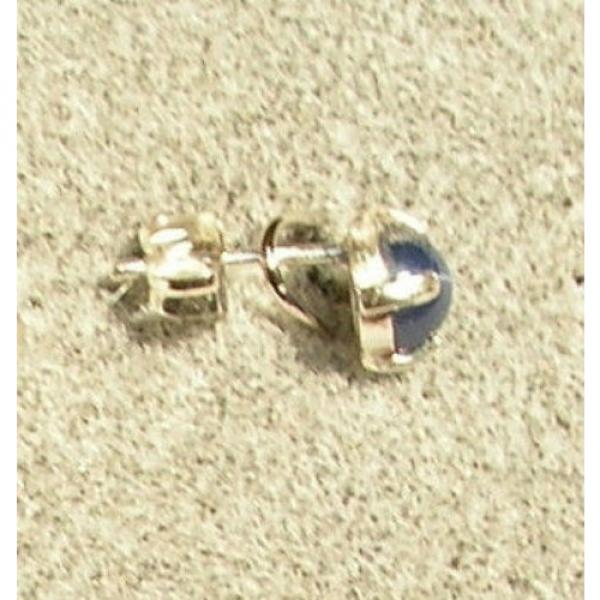 VINTAGE LINDE LINDY PETITE 5MM RD CF BLUE STAR SAPPHIRE CREATED STUD EARRING SS #2 image