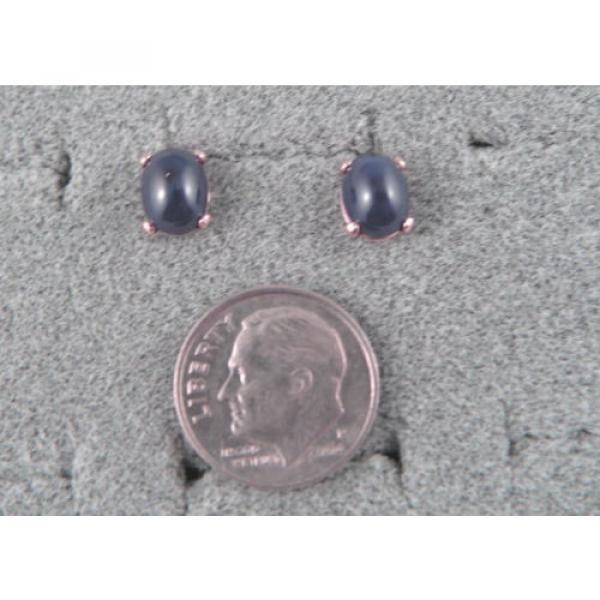 VINTAGE 8X6MM LINDE LINDY CF BLUE STAR SAPPHIRE CREATED YELLOW GF STUD EARRINGS #2 image