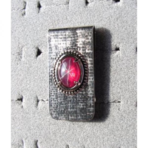 HUGE 18X13MM LINDE LINDY TRANS RED STAR RUBY CREATED SAPPHIRE 2ND NPM MONEY CLIP #1 image