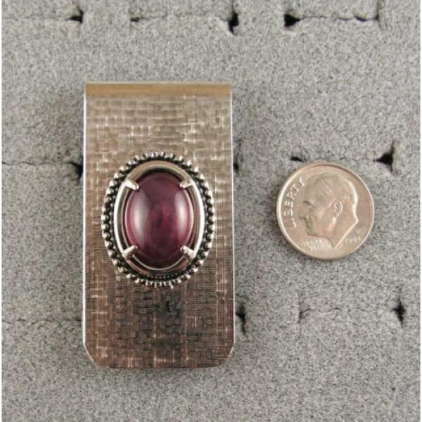 HUGE 18X13MM LINDE LINDY TRANS RED STAR RUBY CREATED SAPPHIRE 2ND NPM MONEY CLIP #3 image