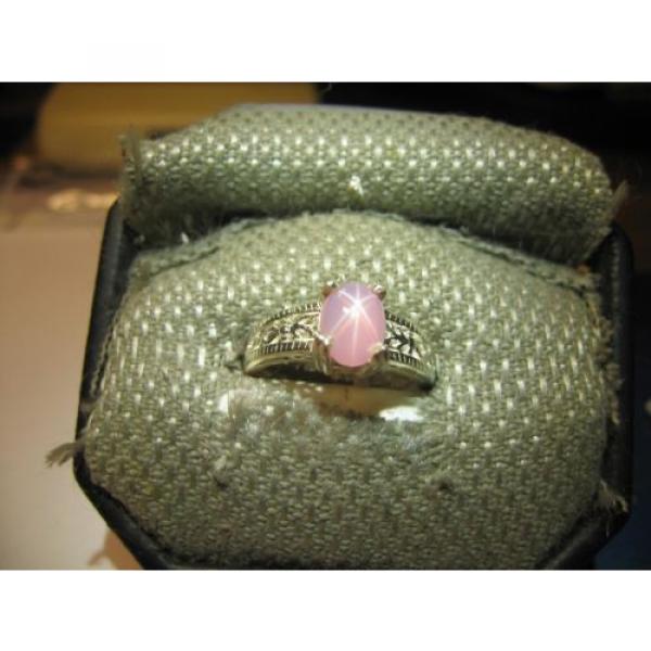 AZALEA PINK 8X6MM LINDE STAR SAPPHIRE RING .925 STERLING SILVER SIZE 6.5 #4 image