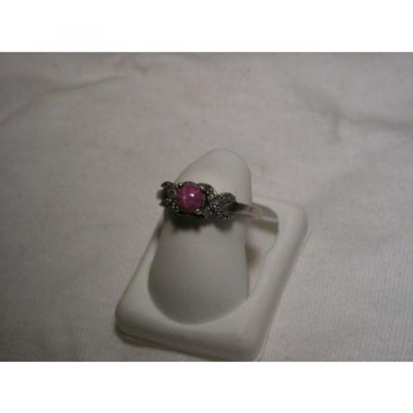 ...Sterling Silver,12 Accent Diamonds,Linde/Lindy Ruby Star Sapphire Ring,Sz 5.5 #2 image