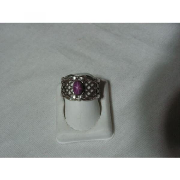 Sterling Silver Lattice Filigree,Linde/Lindy Ruby Star Sapphire Band Ring,Sz 8.5 #1 image