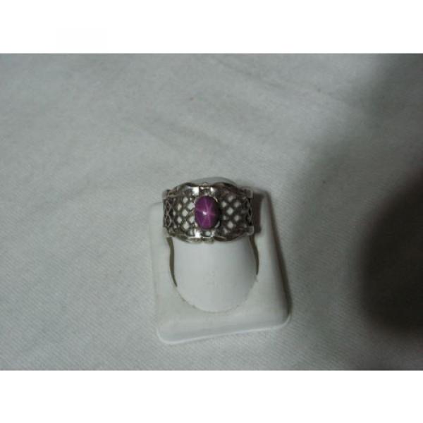 Sterling Silver Lattice Filigree,Linde/Lindy Ruby Star Sapphire Band Ring,Sz 8.5 #2 image