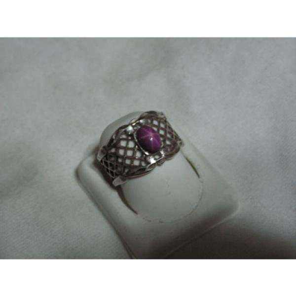 Sterling Silver Lattice Filigree,Linde/Lindy Ruby Star Sapphire Band Ring,Sz 8.5 #3 image