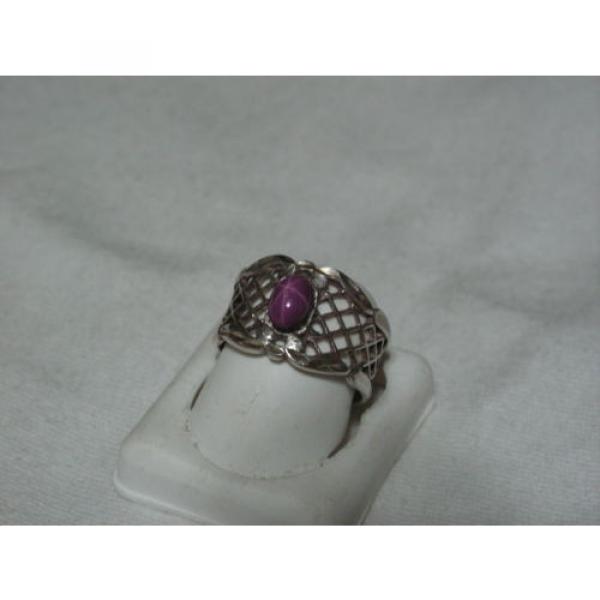 Sterling Silver Lattice Filigree,Linde/Lindy Ruby Star Sapphire Band Ring,Sz 8.5 #4 image