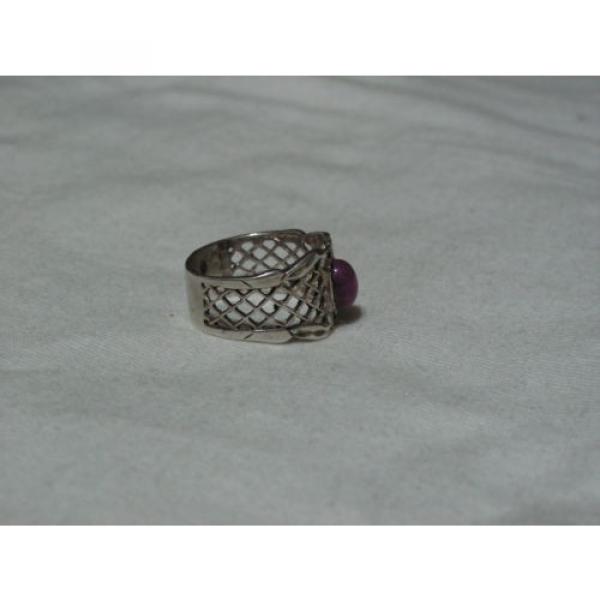 Sterling Silver Lattice Filigree,Linde/Lindy Ruby Star Sapphire Band Ring,Sz 8.5 #5 image