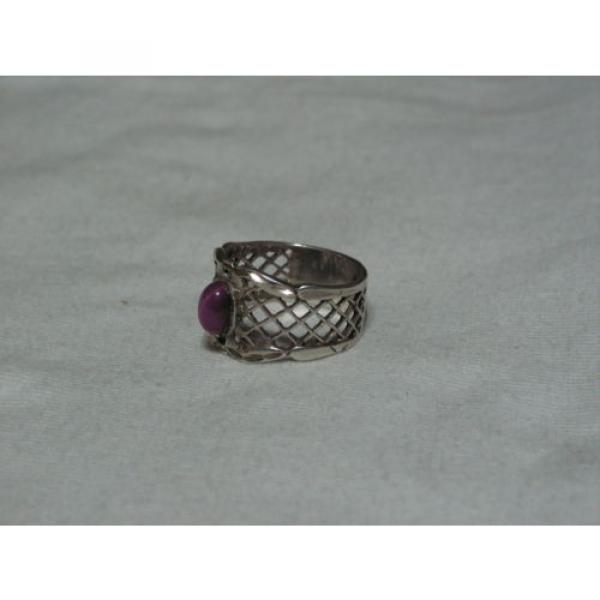 Sterling Silver Lattice Filigree,Linde/Lindy Ruby Star Sapphire Band Ring,Sz 8.5 #6 image
