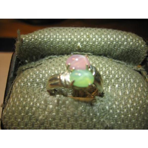 GEMIN 7X5MMI MINT/PINK LINDE STAR SAPPHIRE RING .925 STERLING SILVER SZ 7 &amp; MORE #5 image