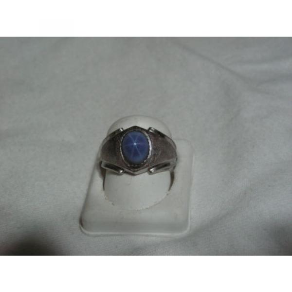 ...Man&#039;s/Men&#039;s Sterling Silver,Linde/Lindy Blue Star Sapphire Ring...Size 9.5... #3 image