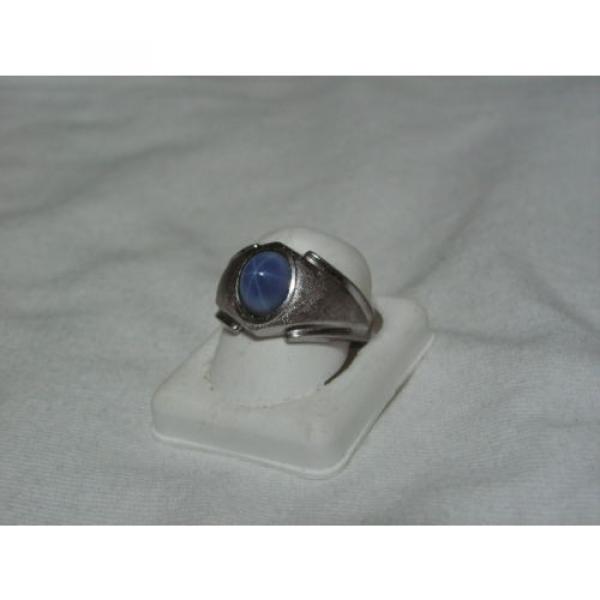 ...Man&#039;s/Men&#039;s Sterling Silver,Linde/Lindy Blue Star Sapphire Ring...Size 9.5... #4 image