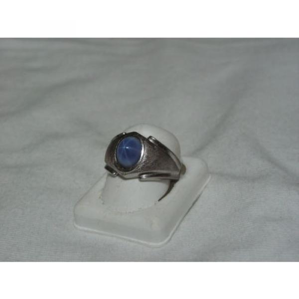 ...Man&#039;s/Men&#039;s Sterling Silver,Linde/Lindy Blue Star Sapphire Ring...Size 9.5... #5 image