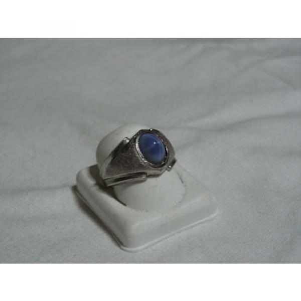 ...Man&#039;s/Men&#039;s Sterling Silver,Linde/Lindy Blue Star Sapphire Ring...Size 9.5... #6 image