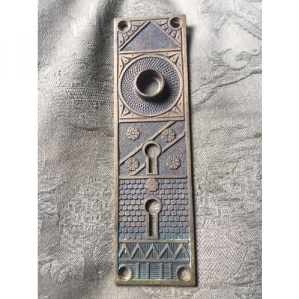 Antique Victorian Cast Bronze Entry  Doorknob Backplate -  F.C. Linde &amp; Co. #1 image