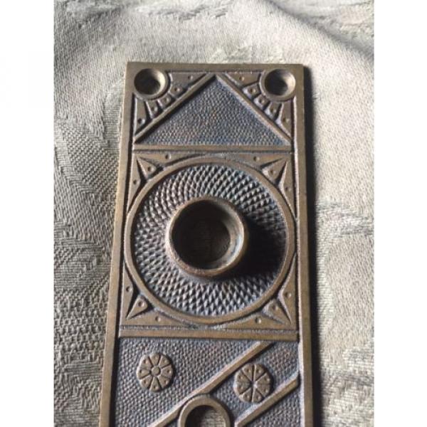 Antique Victorian Cast Bronze Entry  Doorknob Backplate -  F.C. Linde &amp; Co. #2 image