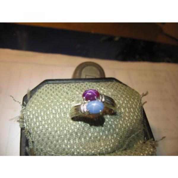 GEMINI AZURE/PURPLE LINDE STAR SAPPHIRE RING .925 STERLING SILV. SIZE 8.5 &amp; MORE #2 image