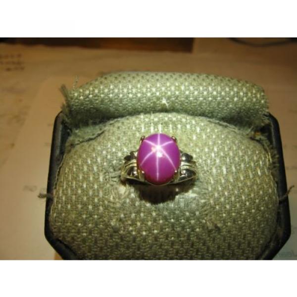 11X9MM RED LINDE STAR SAPPHIRE RING 925 STERLING SILVER SIZE 4.5 #1 image