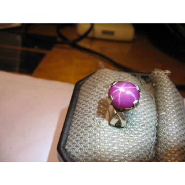BIG 12MM CLARET RED LINDE STAR SAPPHIRE RING .925 STERLING SILVER SIZE 7. #5 image