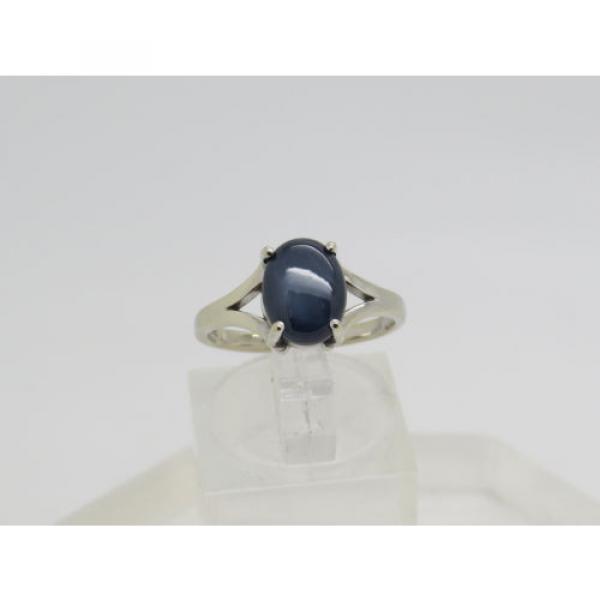 CRACK14k White Gold Oval 9.4x7.3mm Blue Sapphire Lindi Linde Lindy Star Ring 6.5 #2 image