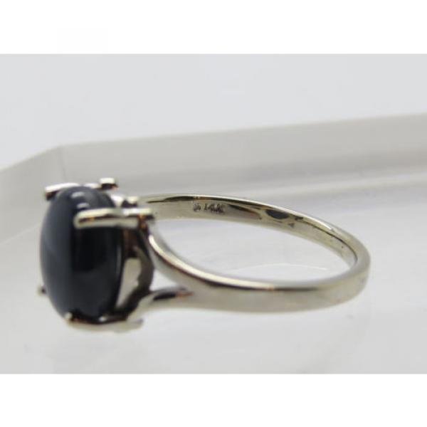 CRACK14k White Gold Oval 9.4x7.3mm Blue Sapphire Lindi Linde Lindy Star Ring 6.5 #6 image