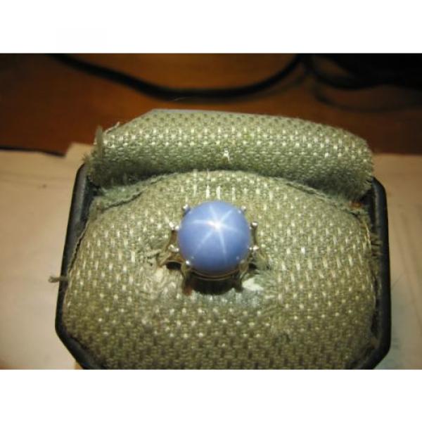 12MM 9 CARAT AZURE BLUE LINDE STAR SAPPHIRE RING 925 STERLING SILVER SIZE 6.25 #1 image