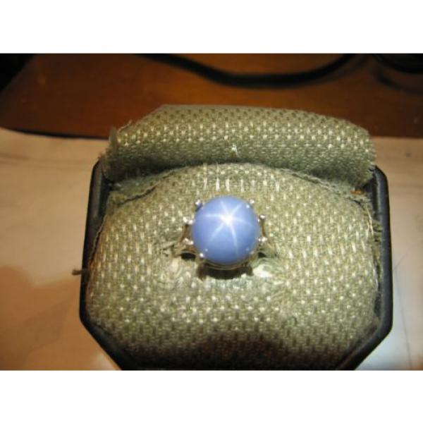 12MM 9 CARAT AZURE BLUE LINDE STAR SAPPHIRE RING 925 STERLING SILVER SIZE 6.25 #2 image