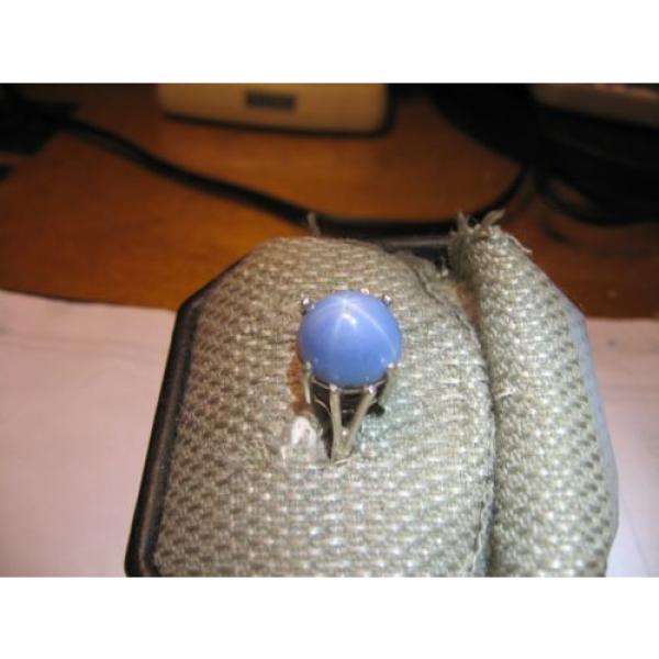12MM 9 CARAT AZURE BLUE LINDE STAR SAPPHIRE RING 925 STERLING SILVER SIZE 6.25 #3 image