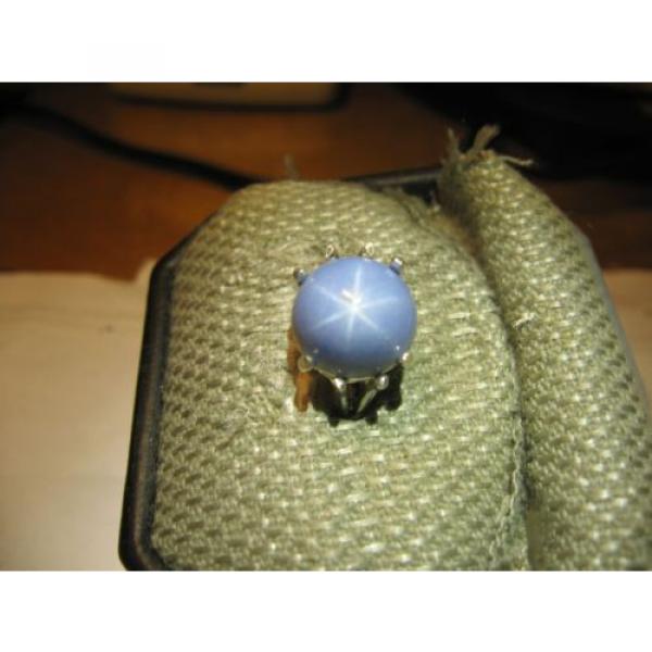 12MM 9 CARAT AZURE BLUE LINDE STAR SAPPHIRE RING 925 STERLING SILVER SIZE 6.25 #4 image