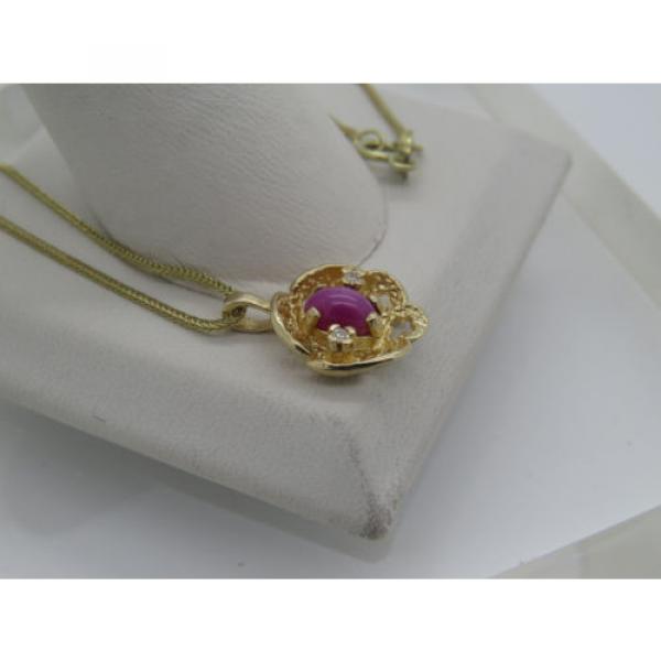 Solid 14k Yellow Gold Pink Ruby Lindi Linde Lindy Star Diamond Pendant Necklace #3 image