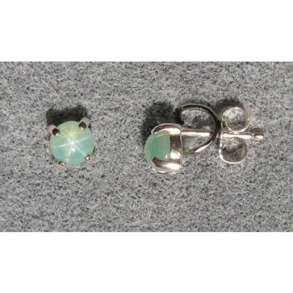 VINTAGE LINDE LINDY PETITE 5MM MINT GREEN STAR SAPPHIRE CREATED EARRINGS.925 S/S #1 image