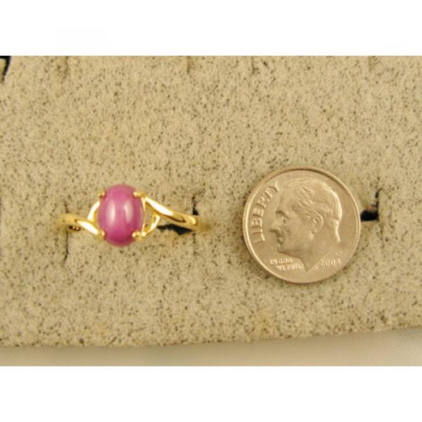 VINTAGE LINDE LINDY PINK STAR RUBY CREATED SAPPHIRE RING SOLID 14K YELLOW GOLD #3 image