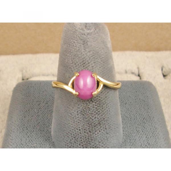 VINTAGE LINDE LINDY PINK STAR RUBY CREATED SAPPHIRE RING SOLID 14K YELLOW GOLD #4 image