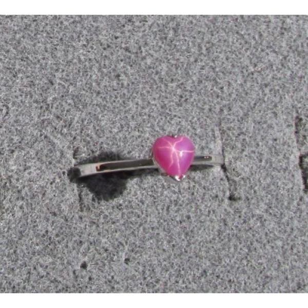5X5 MM HEART LINDE LINDY PINK STAR RUBY CREATED SAPPHIRE 2ND RD PLT .925 SS RING #1 image