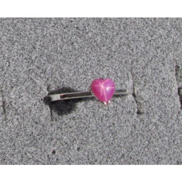 5X5 MM HEART LINDE LINDY PINK STAR RUBY CREATED SAPPHIRE 2ND RD PLT .925 SS RING #2 image