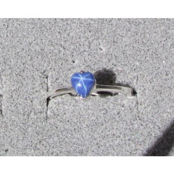 5X5 MM HEART LINDE LINDY CF BLUE STAR SAPPHIRE CREATED 2ND RD PLT .925 S/S RING #1 image