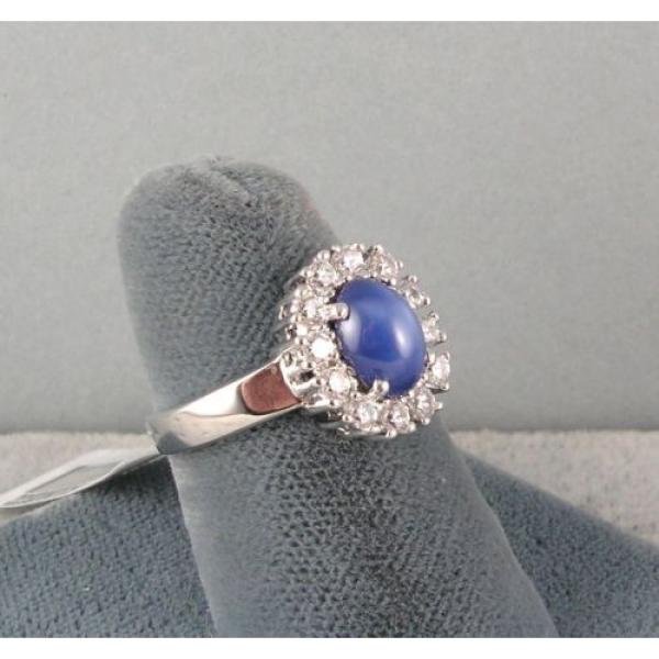 HALO LINDE LINDY CRNFLWR BLUE STAR SAPPHIRE CREATED SECOND RING STAINLESS STEEL #3 image