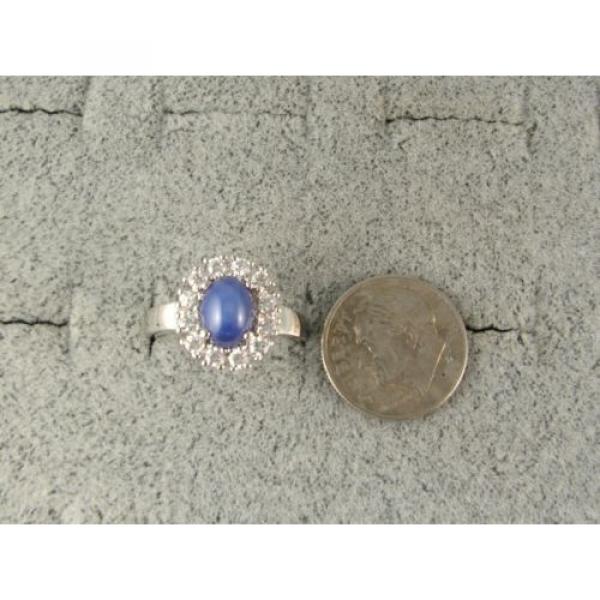 HALO LINDE LINDY CRNFLWR BLUE STAR SAPPHIRE CREATED SECOND RING STAINLESS STEEL #5 image