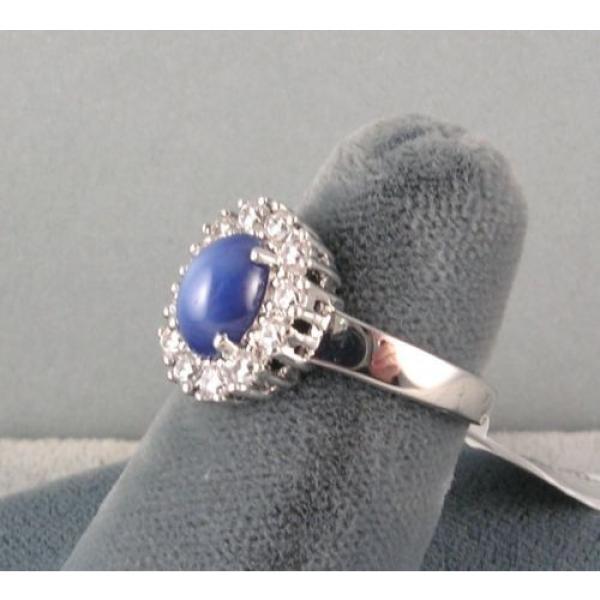 HALO LINDE LINDY CRNFLWR BLUE STAR SAPPHIRE CREATED SECOND RING STAINLESS STEEL #6 image