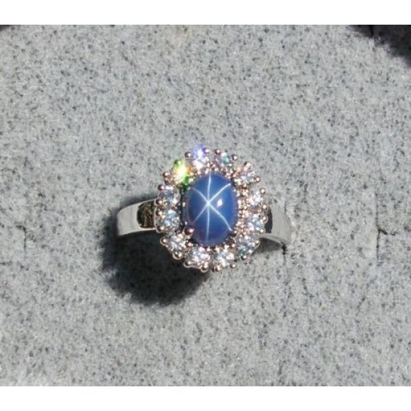 HALO LINDE LINDY CRNFLWR BLUE STAR SAPPHIRE CREATED SECOND RING STAINLESS STEEL #7 image