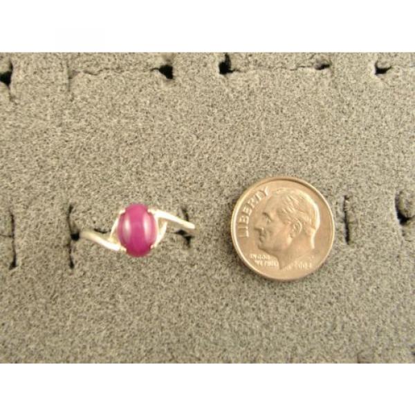 8X6mm 1.5+ CT LINDE LINDY PINK STAR SAPPHIRE CREATED RUBY SECOND RING .925 SS #4 image