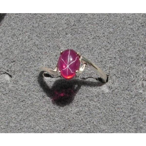 8X6mm 1.5+ CT LINDE LINDY TRN RED STAR SAPPHIRE CREATED RUBY SECOND RING .925 SS #1 image