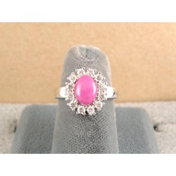 HALO LINDE LINDY PINK STAR SAPPHIRE CREATED RUBY SECOND RING STAINLESS STEEL #2 image