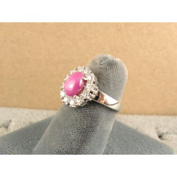 HALO LINDE LINDY PINK STAR SAPPHIRE CREATED RUBY SECOND RING STAINLESS STEEL #3 image